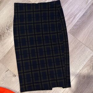 Zara Black and Brown Check Pencil Skirt